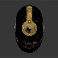 Vintage Military Helmet With Gold Spike Eagle Emblem And Leather Strap
