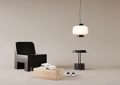 Modern bedside table chandelier leisure chair combination 3d model