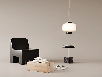 Modern bedside table chandelier leisure chair combination 3d model