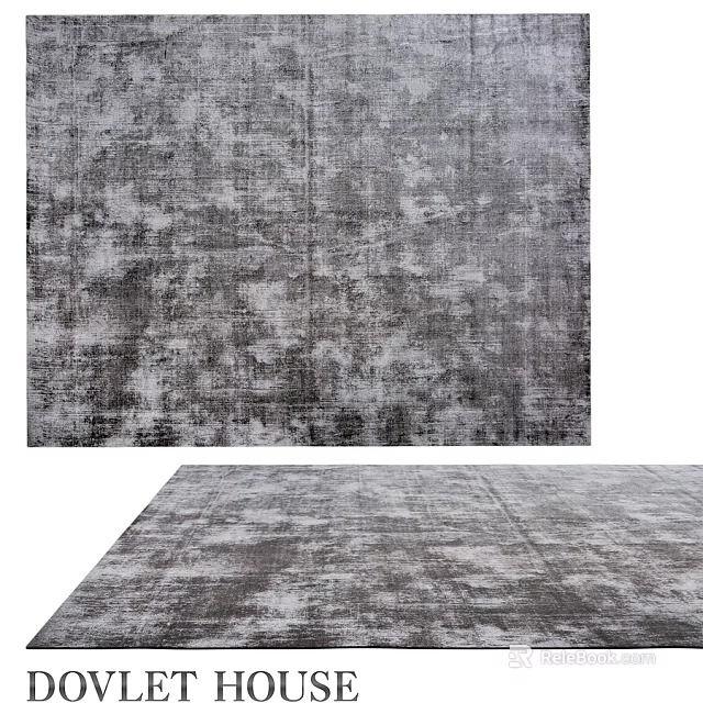 Square Gray Vintage Rug With Distressed Texture For Living Room Decor 3d model 