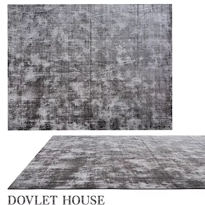 Square Gray Vintage Rug With Distressed Texture For Living Room Decor 3d model