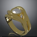 Elegant Gold Ring With Twisted Design And Central White Gemstone Band