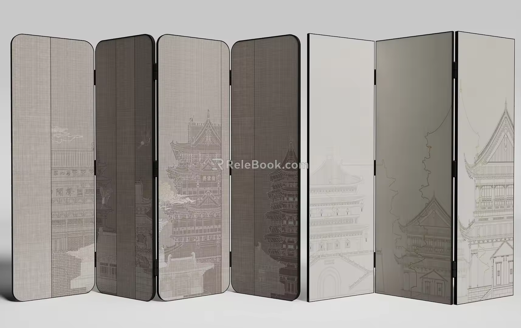 new chinese style screen 3d model
