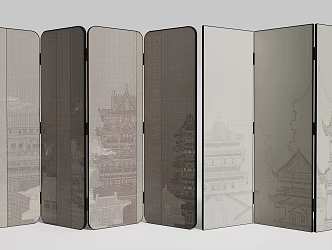 new chinese style screen 3d model