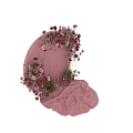Round Pink Wall Decor With Pink Red Flowers Green Grass And Vines