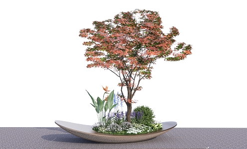 New Chinese-style Tree Pond Ship-shaped Tree Pond Plant Flower Border 3d model