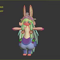 Cute 3D Rabbit Character With Pigtails Purple Outfit Blue Pants And Hat