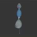Manual Resuscitator Device With Blue Main Body White Airbag Green Tube And Mask