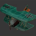 Vintage Green Biplane Model With Black Cross Symbols For Aerospace Collectors