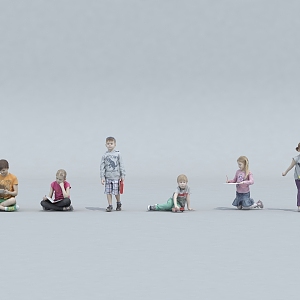 Kindergarten Children Learning Children 3d model