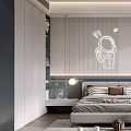 Cozy Kids Bedroom Design With Bed Desk Chair Astronaut Decor And Toy Car
