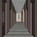 Modern Office Corridor Interior Design With Wooden Panel Walls Sleek Striped Flooring And Recessed Lights