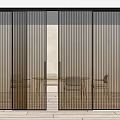 Modern Sleek Interior Sliding Doors With Ribbed Glass And Black Frame