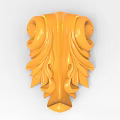 Intricate Yellow Decorative Carving Design With Curved Leaf Patterns And 3D Details