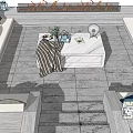 Modern Living Room Sofa and Coffee Table Set With Pillows Decorative Items on Wooden Flooring