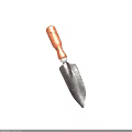 Professional Garden Hand Tool With Red Wooden Handle And Black Metal Blade
