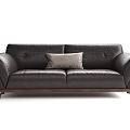 Antique Three-Seat Sofa Modern American Vintage Dark Brown Sofa 3d model