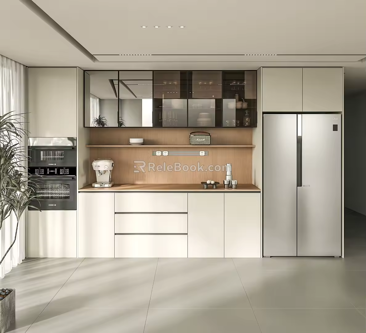 Modern Sideboard Refrigerator Coffee Machine Tea Cabinet Sideboard End View Cabinet 3d model