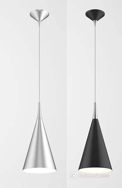 Modern Silver and Black Conical Design Pendant Lights for Interior Decoration 3d model