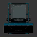 Blue Technical Device With Green Digital Screen And Scanning Graphics