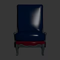 Modern Blue Leather Single Sofa with Silver Legs and Red Trim Design