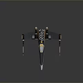 Detailed Black And Yellow Sci Fi Fighter Model With Twin Engines And Wing Design