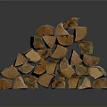 Stacked Natural Split Firewood Logs For Home Heating And Cooking Use