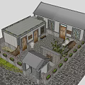 Traditional Chinese Courtyard House With Gray Tiled Roof Brick Walls And Green Plants