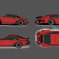 Red Classic Sports Car With Sleek Body And Multiple Exterior Angle Views