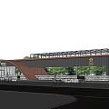 Modern Office Building With Curved Glass Facade Roof Terrace And Outdoor Seating Area