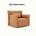 Modern Brown Upholstered Single Sofa With Armrests And A Soft Cushion 3d model