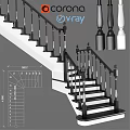 Modern Staircase Design With Handrail Balusters Steps And Dimension Details