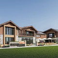 Rustic Modern Detached Villa With Wooden Stone Exterior Large Windows And Green Lawn