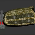 Camouflage Pattern Belt With Metal Buckle And Black Strap Plus Red Spray Can