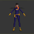 Colorful Female Action Figure Toy With Blue Bodysuit Yellow Gloves Boots And Orange Hair
