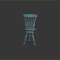 Turquoise Blue Wooden Accent Chair With Spindle Back Round Seat And Brass Casters