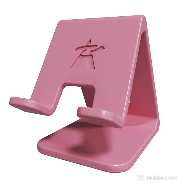 Sturdy Pink Phone Stand With Logo Design For Mobile Device Support 3d model 
