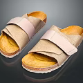 Comfortable Casual Slippers Featuring Beige Upper And Pink Cross Straps With Soft Cork Sole