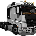 Mercedes Truck With Silver Black Exterior Modern Cab And Roof Lights