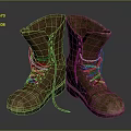 Brown Leather Work Boots With Lace Up Design And Vintage Style