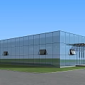 Modern Industrial Factory Building Facade With Glass Curtain Wall Large Windows And Entrance Area