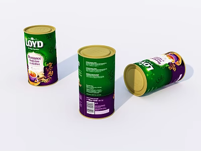 Ceramic Vessels by Loyd in Green Purple with Chocolate Cocoa Labels Standing Leaning 3d model