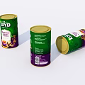 Ceramic Vessels by Loyd in Green Purple with Chocolate Cocoa Labels Standing Leaning