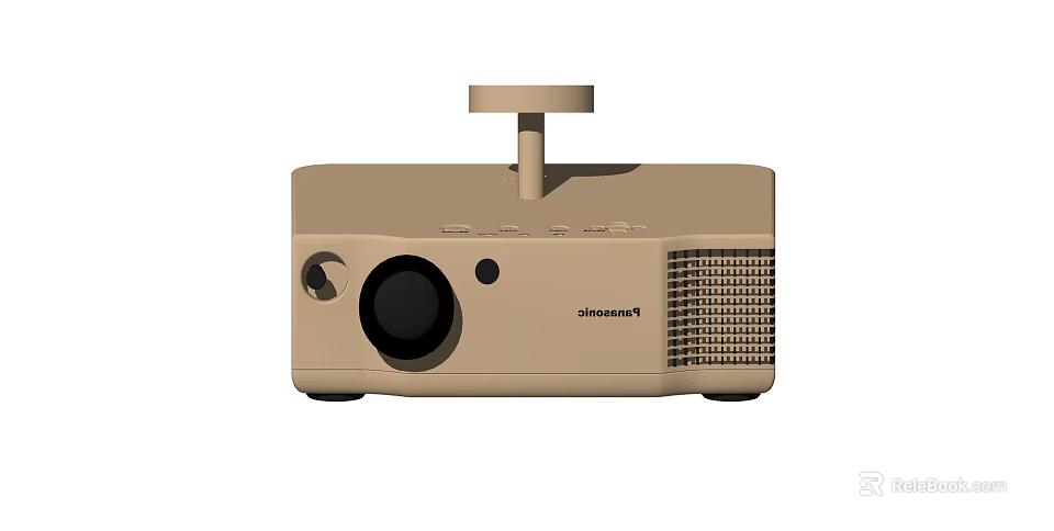ViewSonic Beige Projection Monitoring Projector With Lens Control Buttons And Heat Sink 3d model 