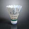 White Feathered Badminton Shuttlecock With Green Band And White Base Design