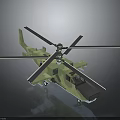 Camouflage Green Military Helicopter With Multiple Rotors Cockpit And Landing Gear