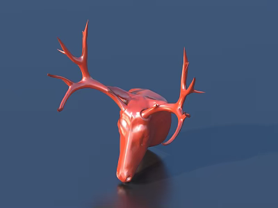 Elegant Red Deer Head Sculpture Carving with Modern Artistic Design and Smooth Finish 3d model