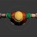 Cartoon Construction Worker With Yellow Hard Hat White Beard Green Shirt Orange Vest Tool Belt