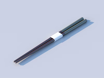 Two Dark Chopsticks With White Band Practical Dining Utensil Set 3d model