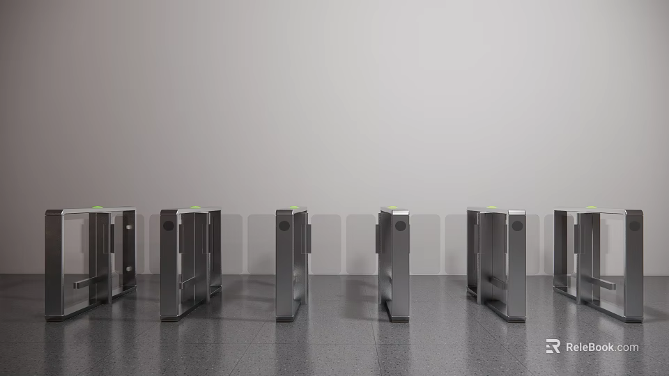 Public Facility Security Turnstiles With Metal Construction And Automatic Access Control 3d model 